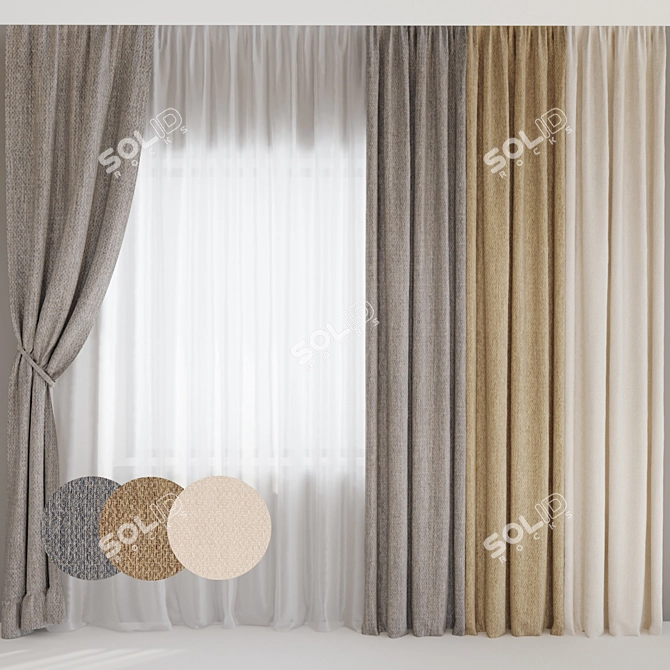 Versatile Mid-Poly Curtains 3D model image 1