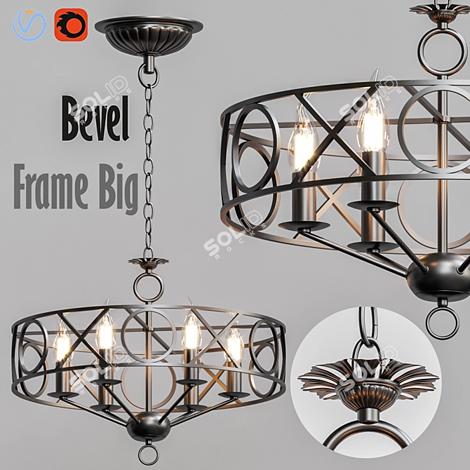 Bevel Frame Big Chandelier 3D model image 1