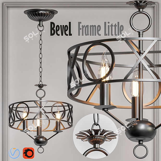 Sleek Bevel Frame Chandelier 3D model image 1