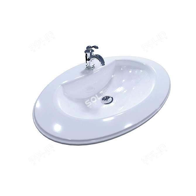 Elegant Bathroom Wash Basin 3D model image 1