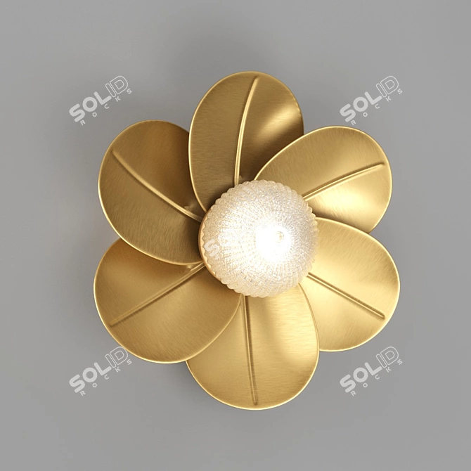 Lotus Brass Art-Deco Wall Sconce 3D model image 1