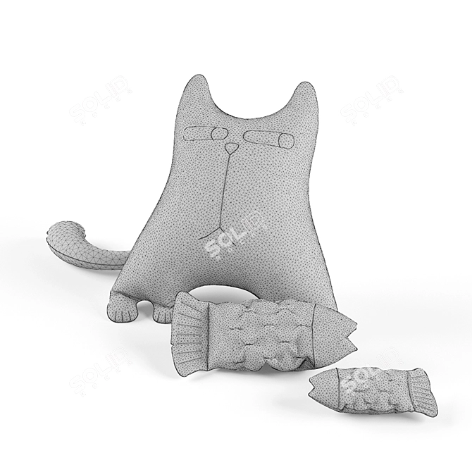 Handmade Soft Cat Toy 3D model image 2
