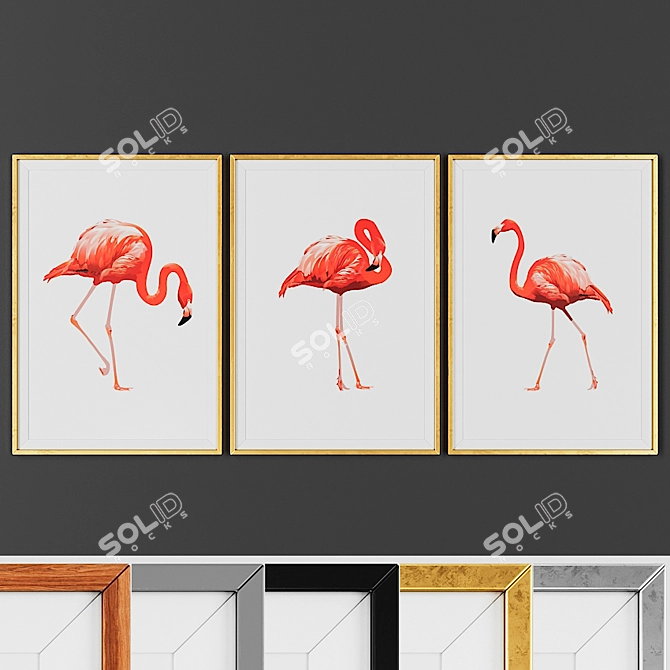 Versatile Picture Frame Collection: Set of 3 in Multiple Finishes 3D model image 1