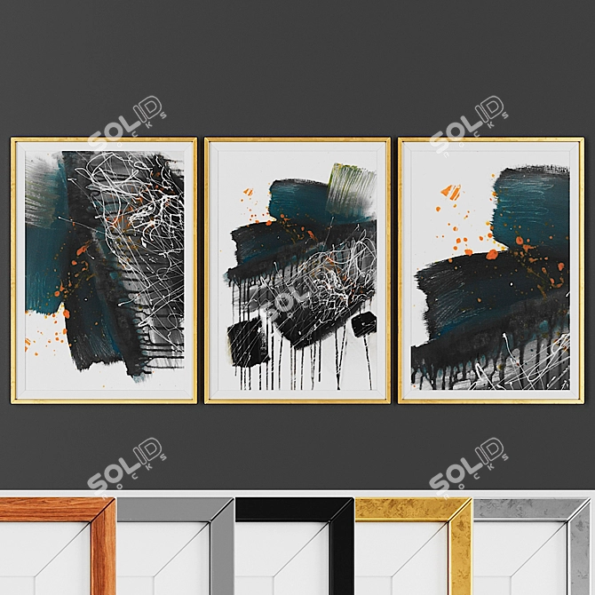 Versatile 3-Piece Picture Frame Set 3D model image 1