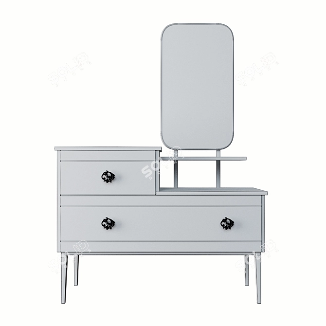 Retro Wooden Vanity Dresser 3D model image 2