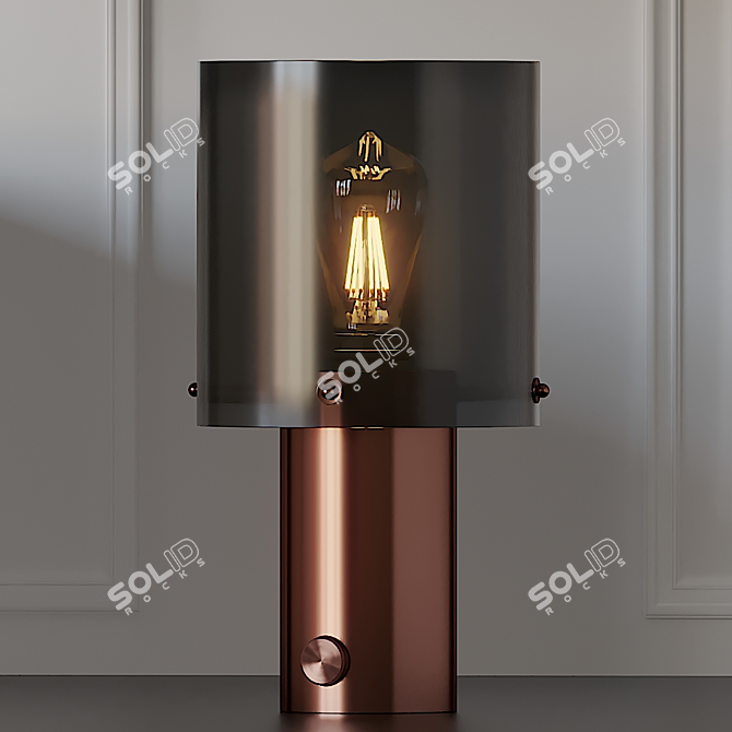 Elegant Brass and Opal Glass Table Lamp 3D model image 3