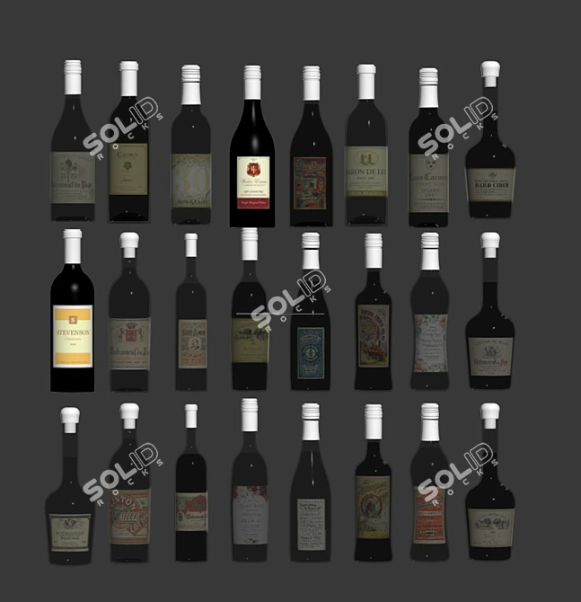 Premium Wine Bottle Set: 24 Unique Designs 3D model image 3