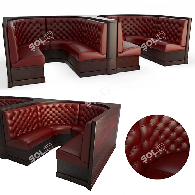 Pub Leather Bench: Authentic 3D Seating 3D model image 1