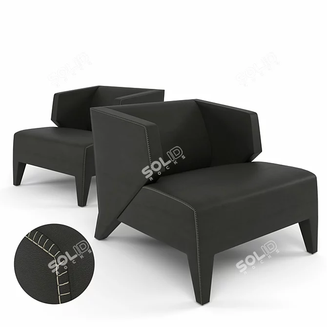 Sleek Gray Armchair: Silhouette 3D model image 1