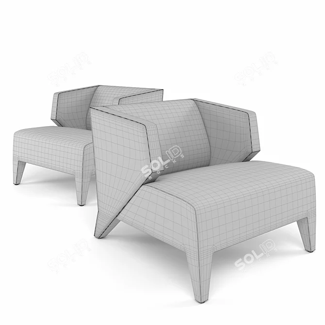 Sleek Gray Armchair: Silhouette 3D model image 2