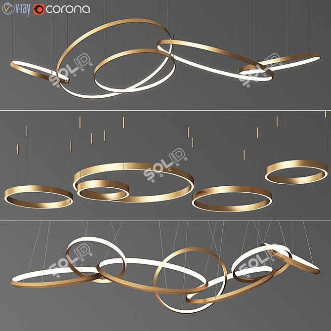 Ring Chandelier Collection 1: Elegance Defined 3D model image 1