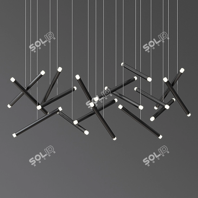 Sleek LED Chandelier: Striking Illumination 3D model image 3