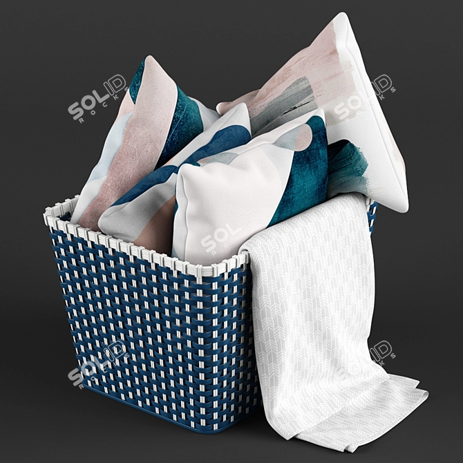 Cozy Pillow Basket Set 3D model image 1