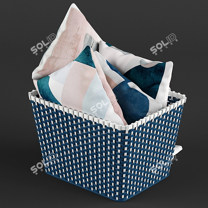 Cozy Pillow Basket Set 3D model image 2