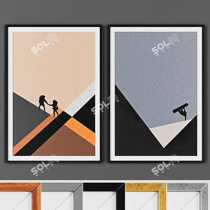 Modern Geometric Picture Frame Set 3D model image 1