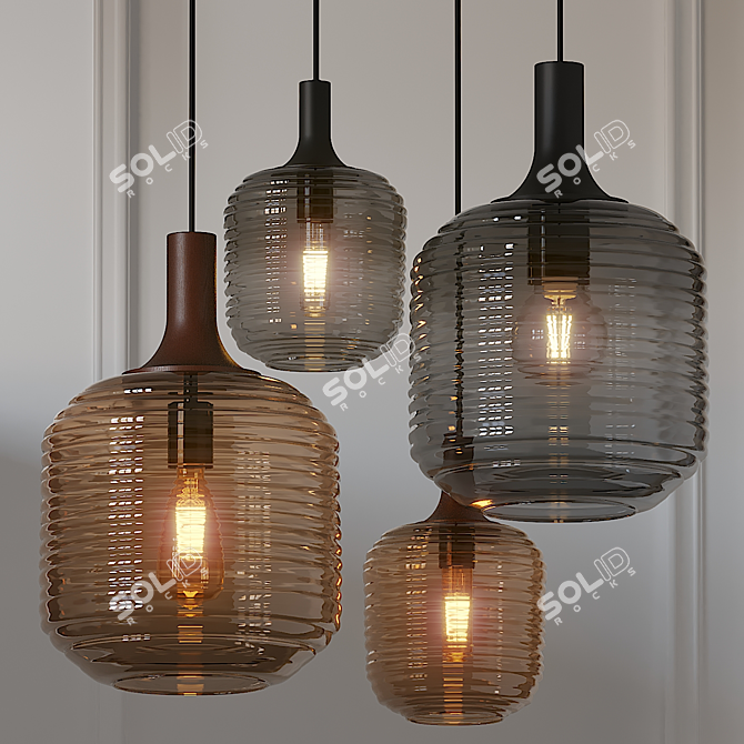 Modern Glass Honey Pendant 3D model image 1