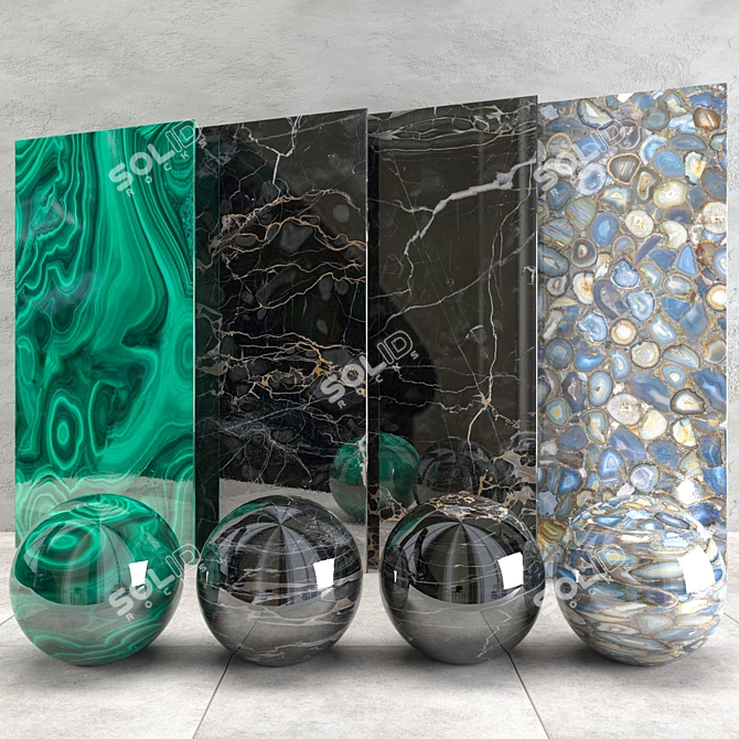 Luxury Marble Set: 4 Textures, 500x1000 Pixel 3D model image 1