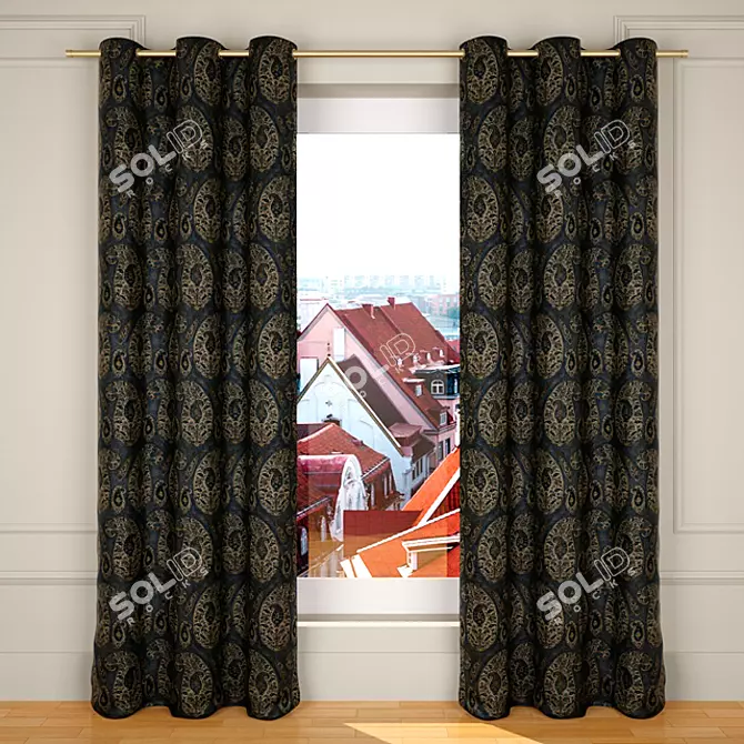 Elegant Drapery Set 3D model image 1