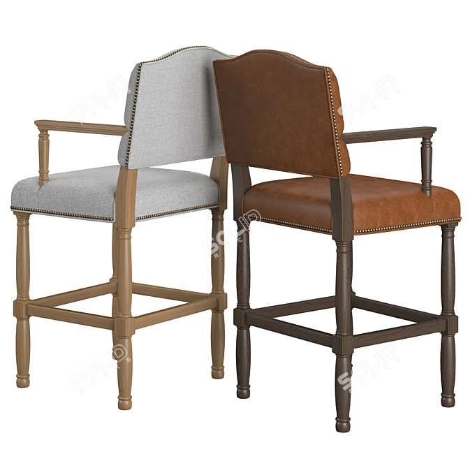 Luxury Empire Camelback Barstool 3D model image 2