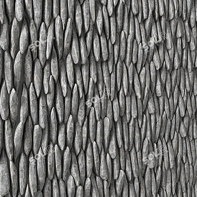 Panel Rock Textured Long Pebble 3D model image 2