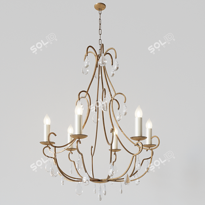 Elegant Brass Chandelier: Louise Bradley 3D model image 1