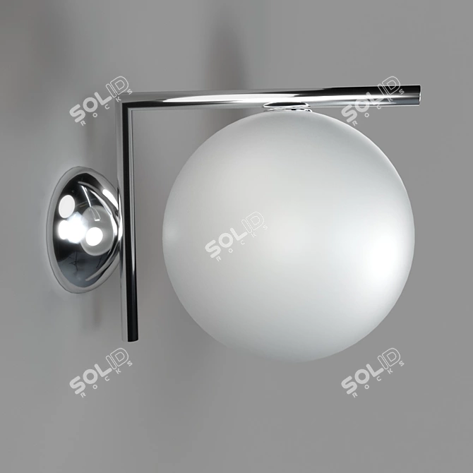 Sleek Chrome Pendant with White Glass Shade 3D model image 1