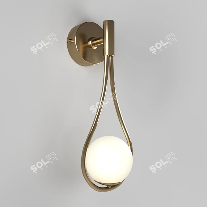 Modern Brass Hoop Drop Pendant 3D model image 1