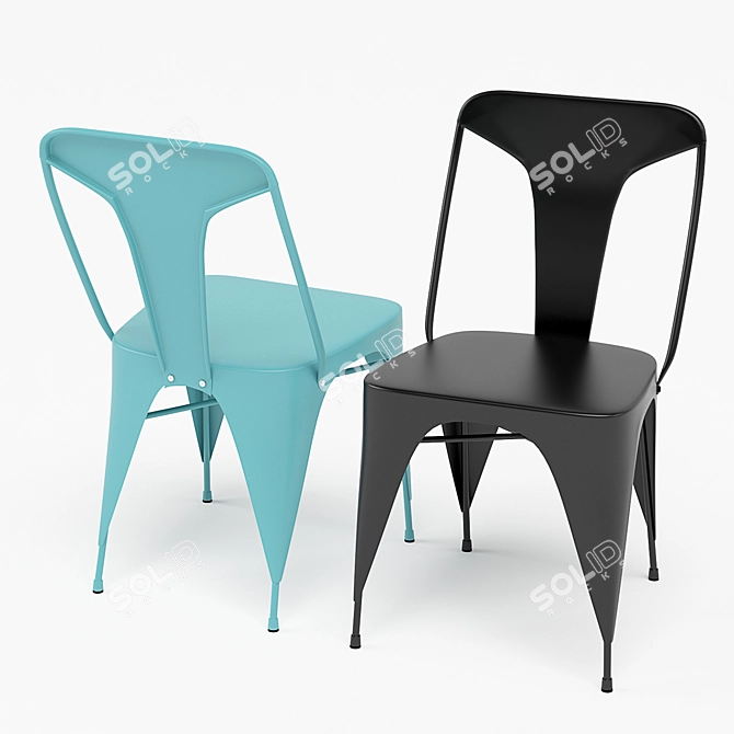 Graphite & Turquoise Steel Malibu Chair 3D model image 2