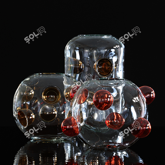 Elegant Glass Vases Set 3D model image 1