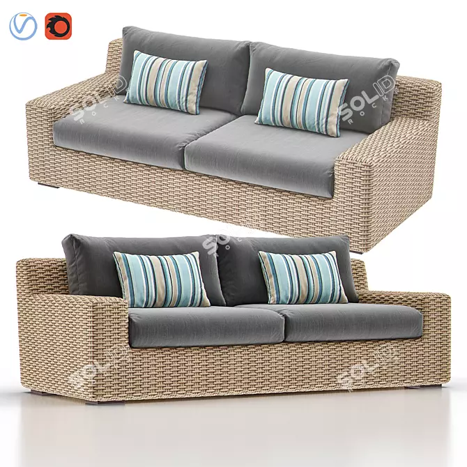 CAYMAN Outdoor Sofa: Stylish & Durable Garden Lounger 3D model image 1