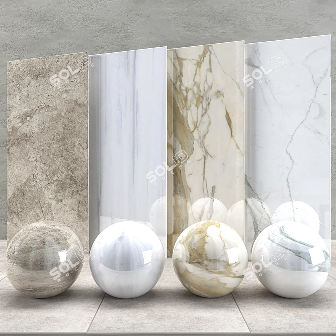 Elegant Marble Set: 4 Textures / 3D Files Available 3D model image 1
