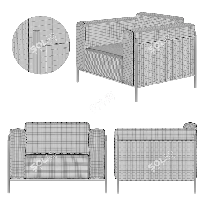 Modern Single Sofa Set 3D model image 2