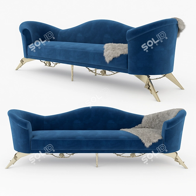 Luxury Colette Fur Sofa 3D model image 1