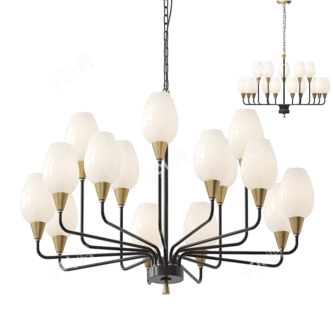 Modern Glass Chandelier: Lampatron Viola Milk 3D model image 1