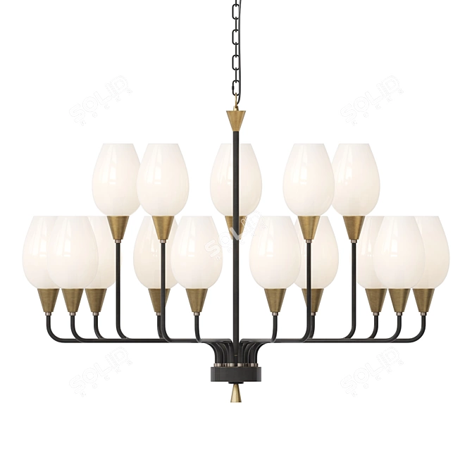 Modern Glass Chandelier: Lampatron Viola Milk 3D model image 2