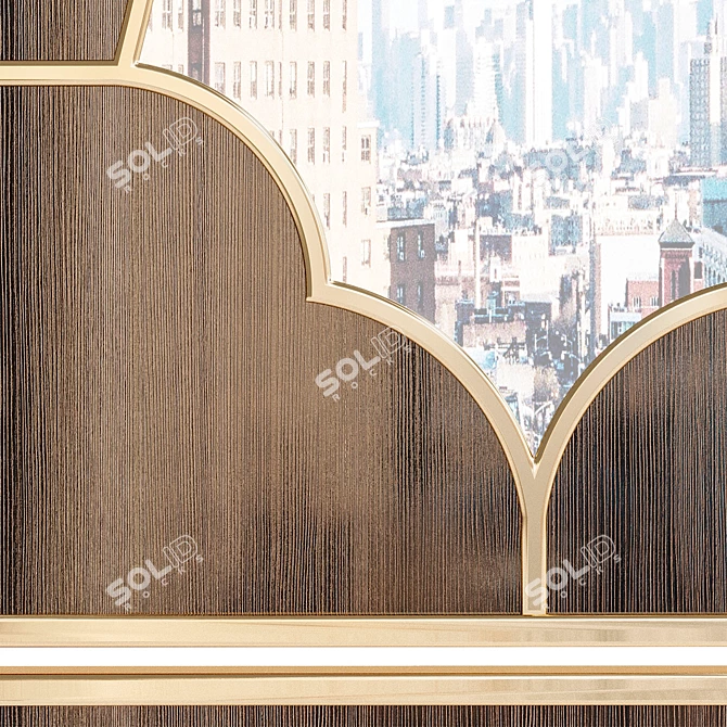 Italian Wooden Boiserie Panel: Contemporary Elegance with Bronzed Mirror 3D model image 2