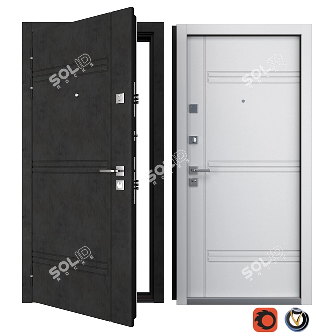 Trio Metal Entrance Door: Your Custom Frame 3D model image 1