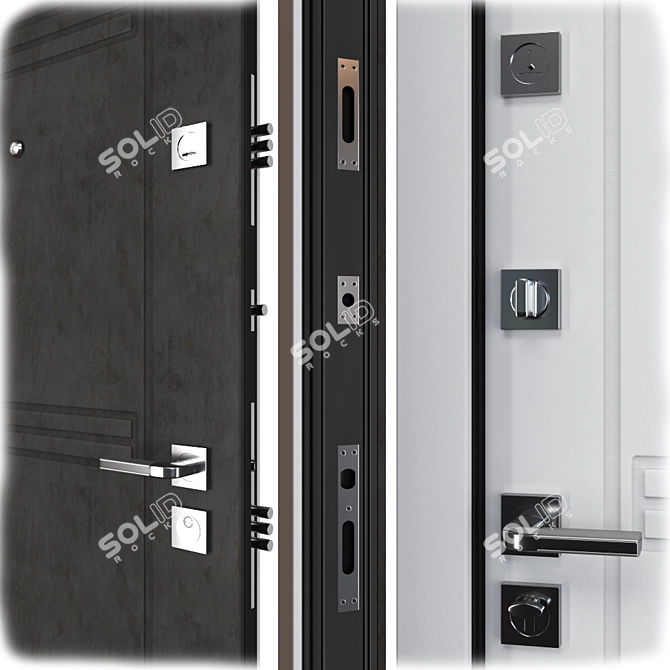 Trio Metal Entrance Door: Your Custom Frame 3D model image 2