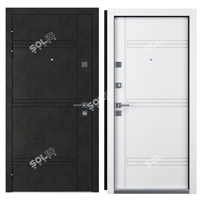 Trio Metal Entrance Door: Your Custom Frame 3D model image 3