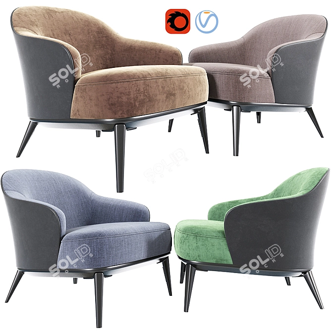 Modern Minotti Leslie Armchair: Elegant Comfort 3D model image 1