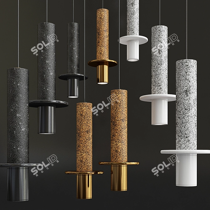 Title: Volcanic Aluminum Pendant Light 3D model image 1