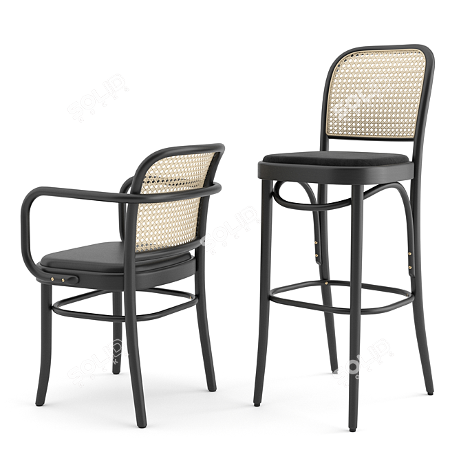 811 Hocker by Thonet Vienna 3D model image 2