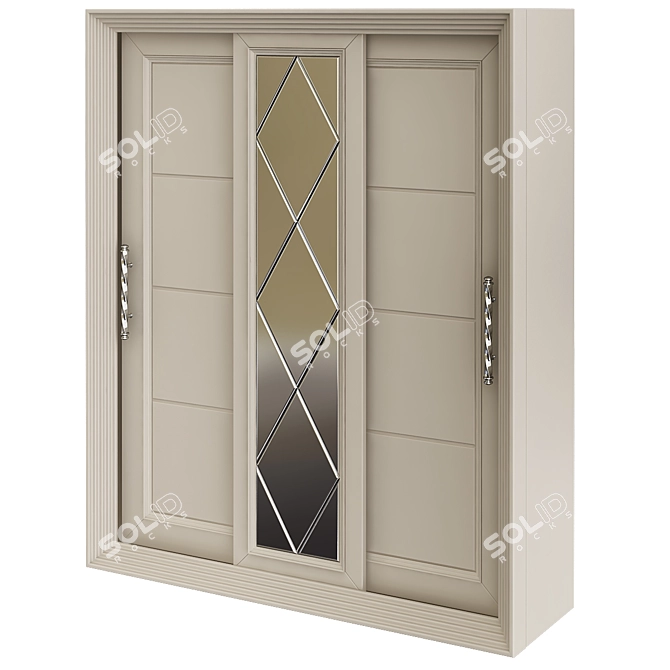 Sleek Mirror Wardrobe Closet 3D model image 1