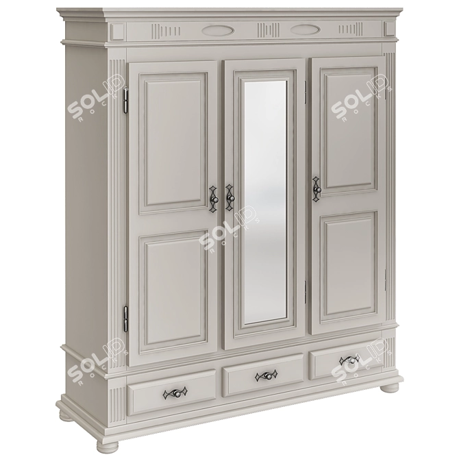 Rustic White Hallway Cabinet 3D model image 1