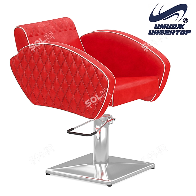Elite Hairdressing Chair with Stylish Stitching 3D model image 1
