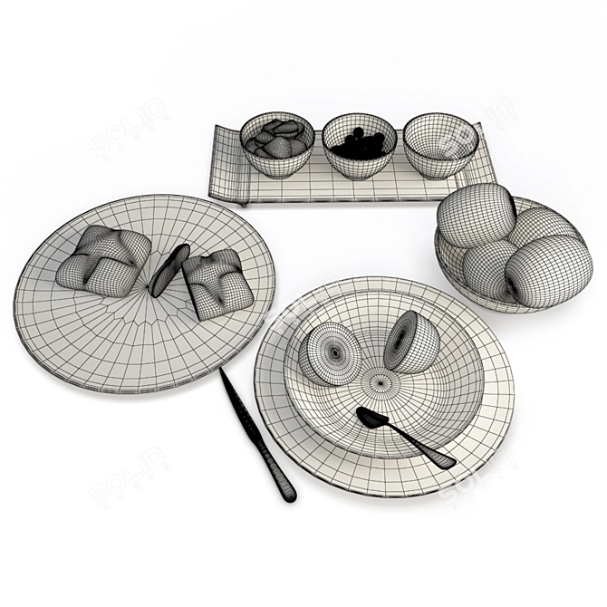 3D Fruit and Plate Composition 3D model image 2