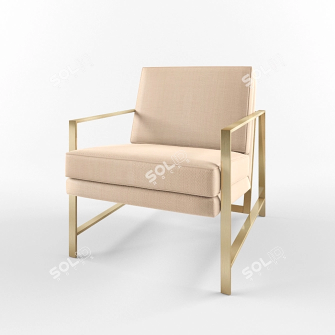 Modern Metal Frame Upholstered Chair 3D model image 1