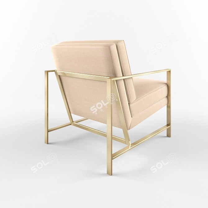 Modern Metal Frame Upholstered Chair 3D model image 2