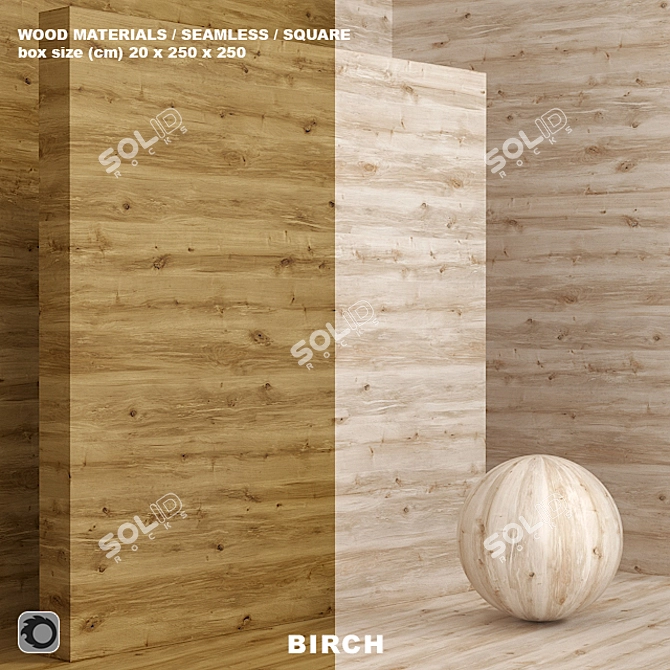 Birch Wood Box Set - Seamless 3D model image 1