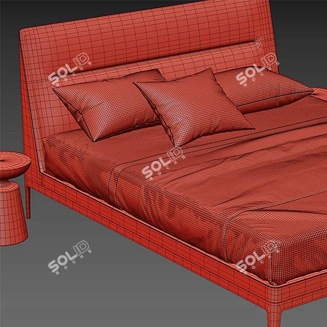 Elegant Victoriano Bed: 1800x2230mm 3D model image 3